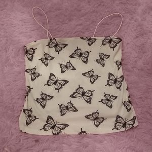 Cropped butterfly shirt